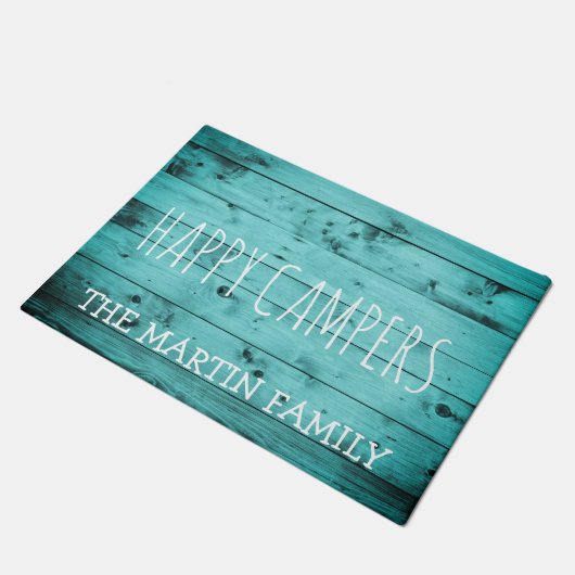 Türkis-hölzerne rustikale verwitterte fußmatte (Schrägansicht)