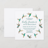 Türkis Hummingbirds Geburtstagsempfang Einladung (Vorne/Hinten)