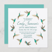 Türkis Hummingbirds Geburtstagsempfang Einladung (Vorne/Hinten)