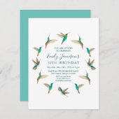 Türkis Hummingbirds Geburtstagsempfang Mitteilungskarte (Vorne/Hinten)