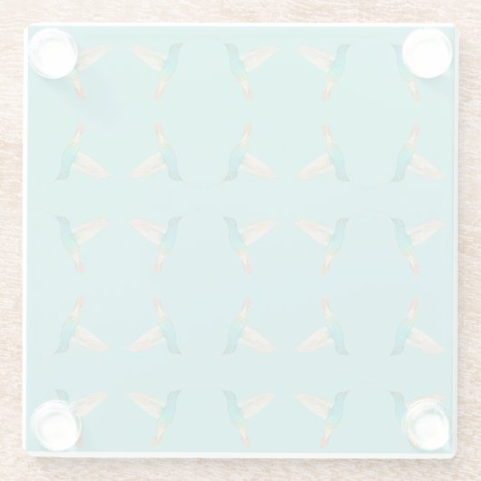 Türkis Hummingbirds Glasuntersetzer (Rückseite)