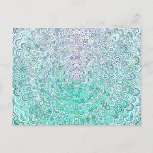 Türkis Ice Blume Mandala Postkarte (Vorderseite)
