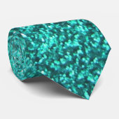 Türkis-Imitat-Glittergraphik Krawatte (Gerollt)