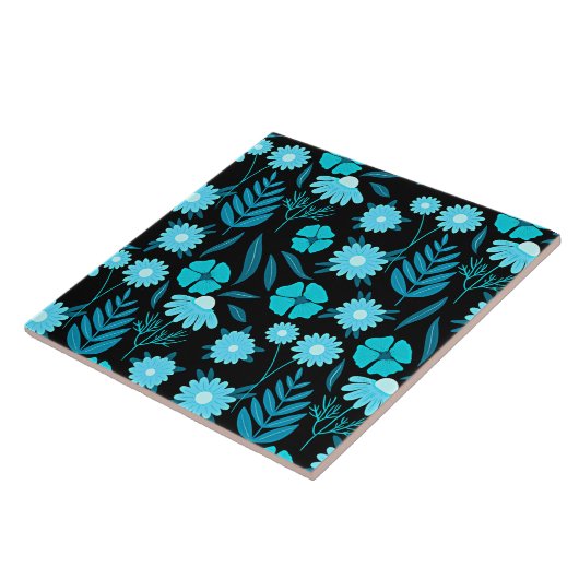 Türkis in Blüte Fliese (Seite)