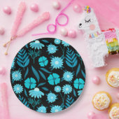 Türkis in Blüte Pappteller (Party)