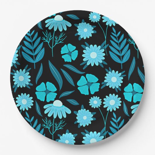 Türkis in Blüte Pappteller (Vorderseite)