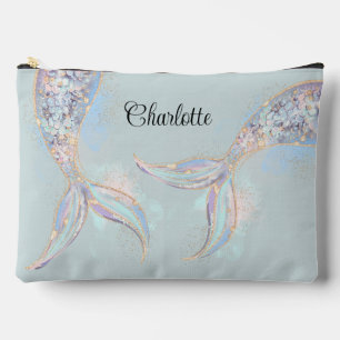 Türkis Iridescent Mermaid Schwanz Personalisiert Zubehörtasche
