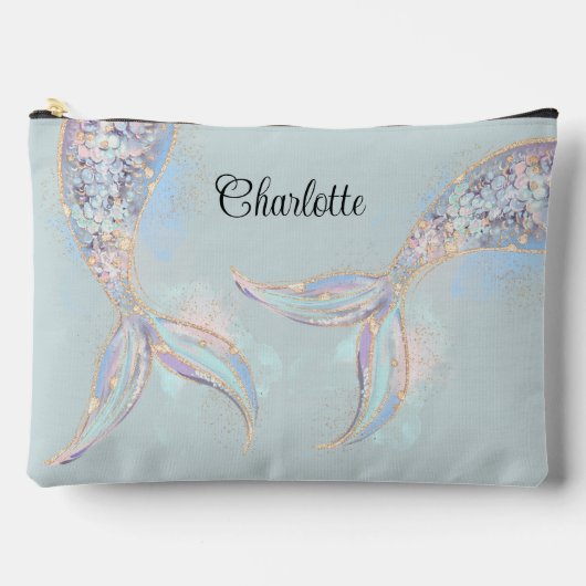 Türkis Iridescent Mermaid Schwanz Personalisiert Zubehörtasche (Vorderseite)