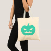 Türkis-Jack O'Lantern Cartoon-Taschen-Tasche Tragetasche (Vorderseite (Produkt))