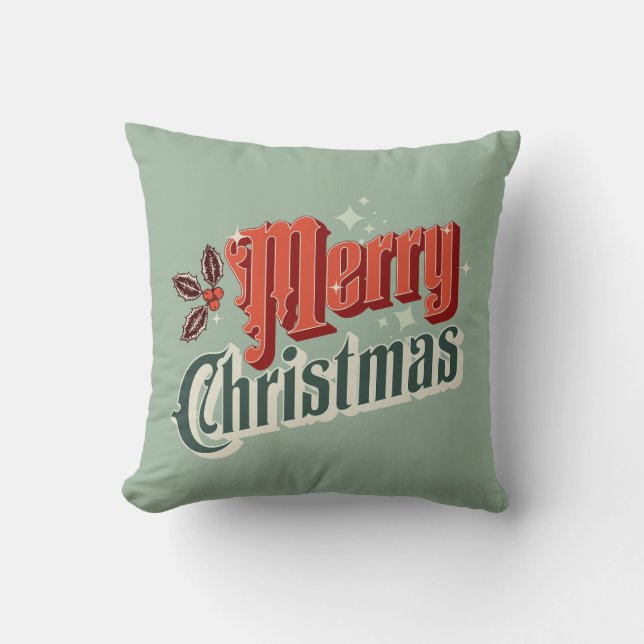 Türkis-Jahrgang Weihnachtsdesign Kissen (Vorderseite)