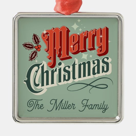 Türkis-Jahrgang Weihnachtsdesign Ornament Aus Metall (Vorne)