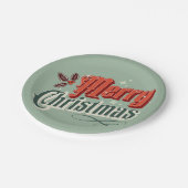 Türkis-Jahrgang Weihnachtsdesign Pappteller (Schrägansicht)