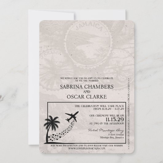 Türkis Jamaica Pass Einladung Hochzeit (Vorderseite)