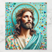 Türkis Jesus Weinetiketten! Weinetikett (Einzelnes Label)