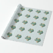 Türkis Kaktus Sukkulente Geschenkpapier (Ungerollt)