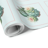 Türkis Kaktus Sukkulente Geschenkpapier (Rolleneckpunkt)