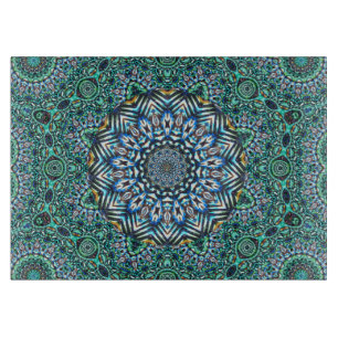 Türkis-kaleidoskopischer Mosaik-Reflexions-Entwur Schneidebrett