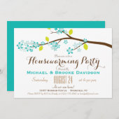 Türkis, Kalkgrün, Braun Party Einladung (Vorne/Hinten)