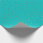 Türkis-kleines goldenes Stern-Verpackungs-Papier Geschenkpapier (Ecke)
