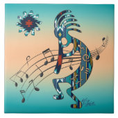 Türkis Kokopelli Keramik Tile Fliese (Vorderseite)