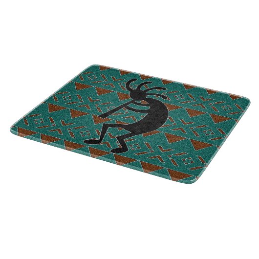 Türkis Kokopelli Southwest Stammesdesign Schneidebrett (Ecke)