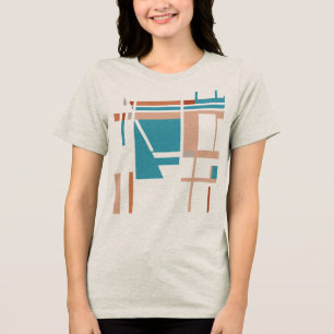 Türkis Korallen Rost Taupe MCM-inspirierte Quadrat Tri-Blend Shirt