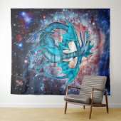 Türkis Kosmischer Drache Wandteppich (Beispiel (Horizontal))