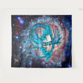 Türkis Kosmischer Drache Wandteppich (Vorderseite (Horizontal))