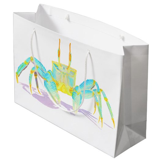 Türkis-Krabbe Große Geschenktüte (Rückseite Schrägansicht)