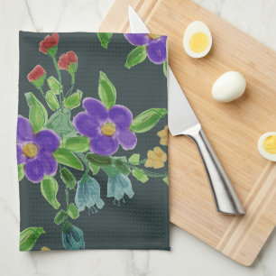 Türkis Künstlerisch Floral Geschirrtuch