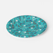 Türkis Lacrosse haftet Muster Pappteller (Schrägansicht)