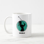 Türkis Ladys Golf Silhouette Kaffeetasse (Links)