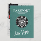 Türkis Las Vegas Passport Save the Date (Vorne/Hinten)