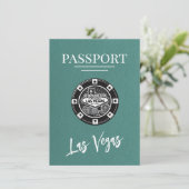 Türkis Las Vegas Passport Save the Date (Stehend Vorderseite)