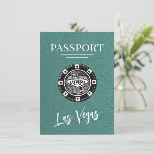 Türkis Las Vegas Passport Save the Date (Stehend Vorderseite)