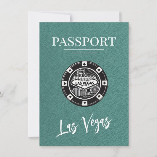 Türkis Las Vegas Passport Save the Date (Vorderseite)