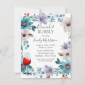 Türkis Lavendel floral Brunch & Bubbly Einladung (Vorderseite)