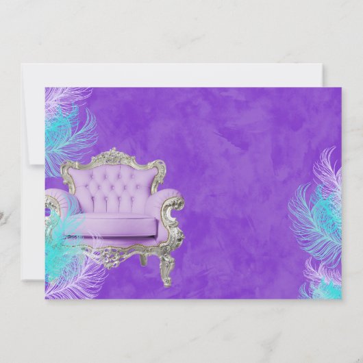 Türkis Lavender Watercolor Babydusche Einladung (Rückseite)