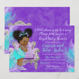 Türkis Lavender Watercolor Babydusche Einladung