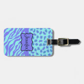 Türkis & Lavender Zebra & Cheetah individuell Gepäckanhänger (Vorderseite horizontal)