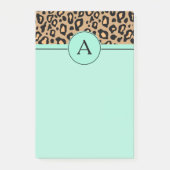 Türkis Leopard Monogram Desk Post It Notes Post-it Klebezettel (Vorderseite)
