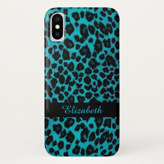 Türkis-Leopard-Tierdruck-Kasten Case-Mate iPhone Hülle (Rückseite)