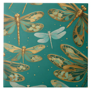 Türkis Libelle Art Nouveau Art Deco Insekten Fliese