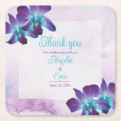 Türkis Lila Blue Dendrobium Orchid Wedding Rechteckiger Pappuntersetzer (Vorderseite)