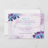 Türkis Lila Blue Dendrobium Orchid Wedding RSVP Karte (Vorderseite)