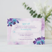 Türkis Lila Blue Dendrobium Orchid Wedding RSVP Karte (Stehend Vorderseite)