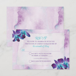 Türkis Lila Blue Dendrobium Orchid Wedding RSVP Karte