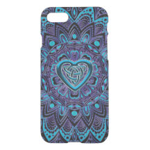 Türkis-lila keltischer HerzMandala iPhone Kasten