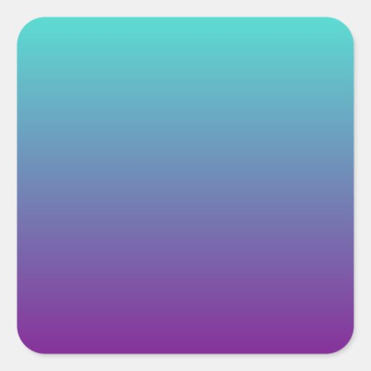 Türkis Lila Ombre Quadratischer Aufkleber (Vorderseite)