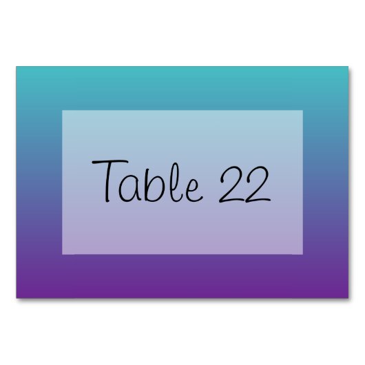 Türkis Lila Ombre Tischnummer (Vorderseite)